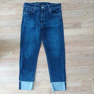 AG The Stevie Cuff Dark Wash Denim Cropped Jeans Size 30